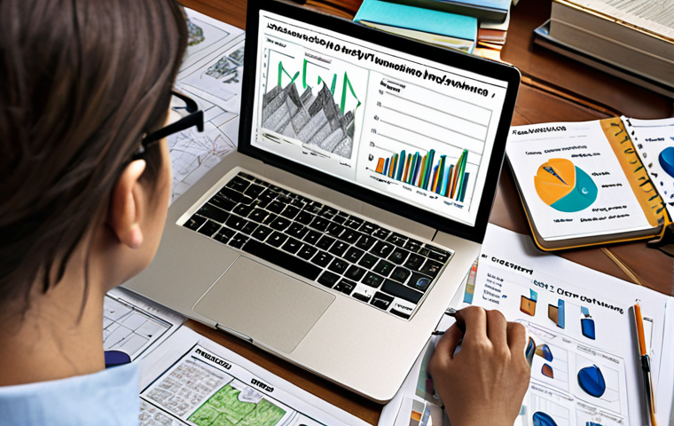 **A person studying city planning materials, surrounded by books, notes, and diagrams, with a laptop displaying research data. The scene should convey a focused and organized approach to learning, highlighting the importance of a personalized study roadmap.**